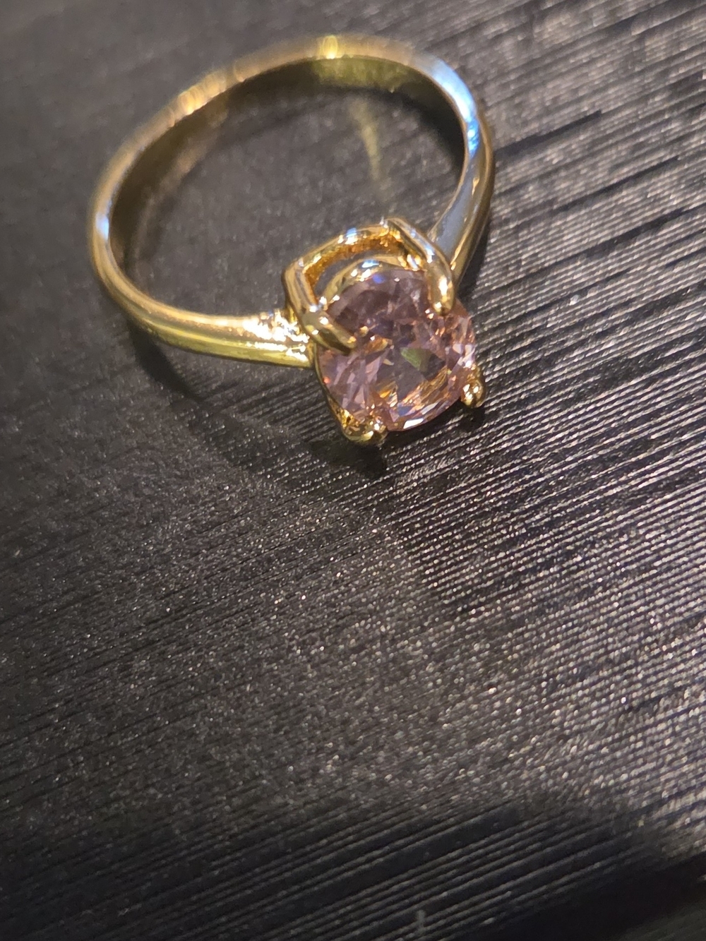 Delicate Gold Ring with Pink Cushion Gemstone